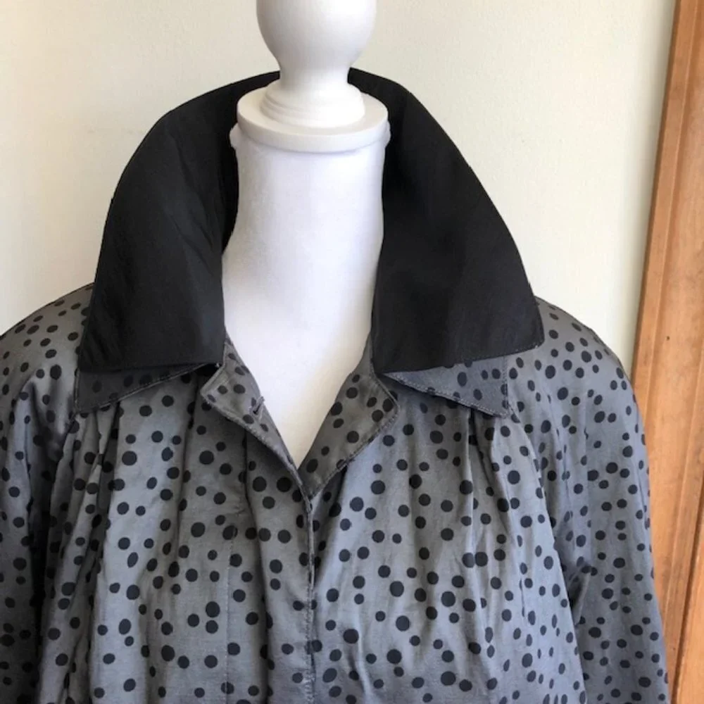 RALPH LAUREN Polka Dot Swing Coat with Removable Wool Lining Vintage